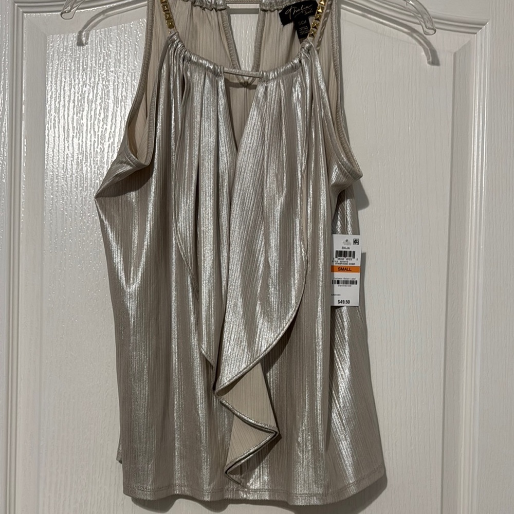 Thalia Soda Gold Shimmer Sleeveless Top